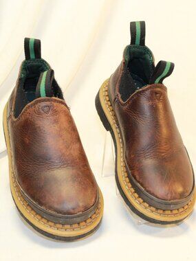 Georgia Romeo Kids Size 13M Brown Leather ROMEO Low Chelsea Pull On Work Boots